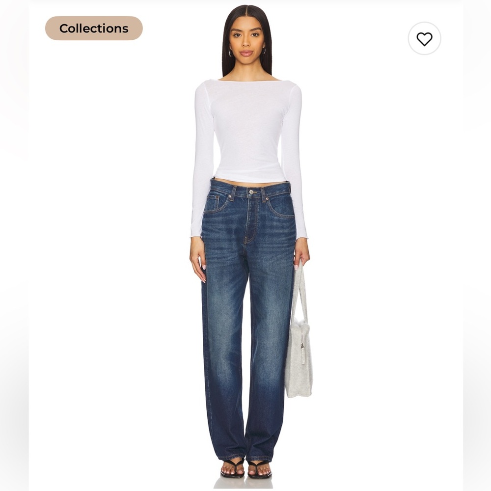 Aya Muse boatneck long sleeve tee in white Elegant White Long Sleeve Top - Picture 4 of 4